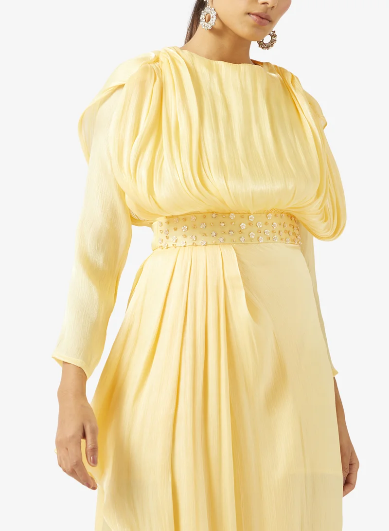 Namshi x  drapped dress with embellished waist for Women | Best Price UAE